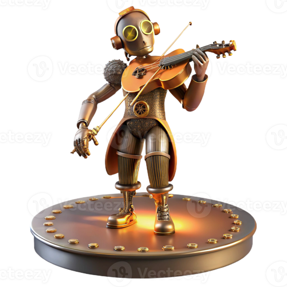 elegant modern A Steampunk Automaton Playing a Violin png