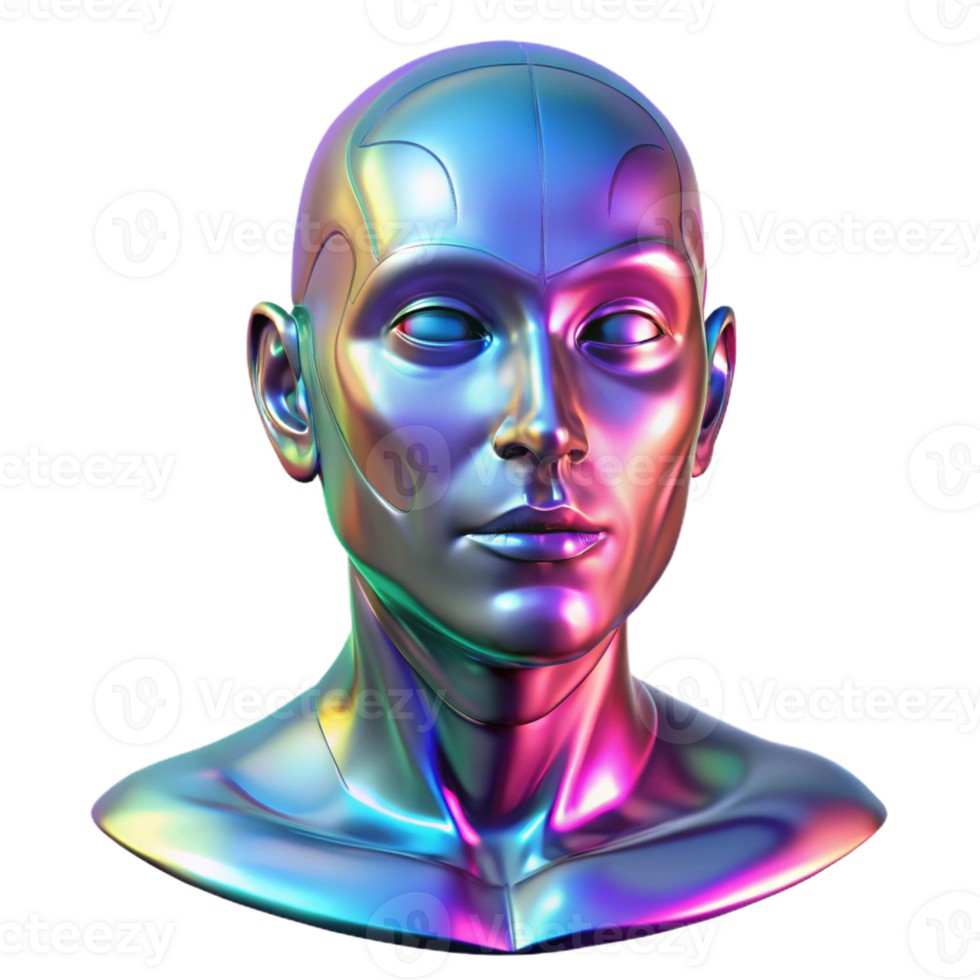 vibrant minimalist Holographic Human Face Projection exclusive png