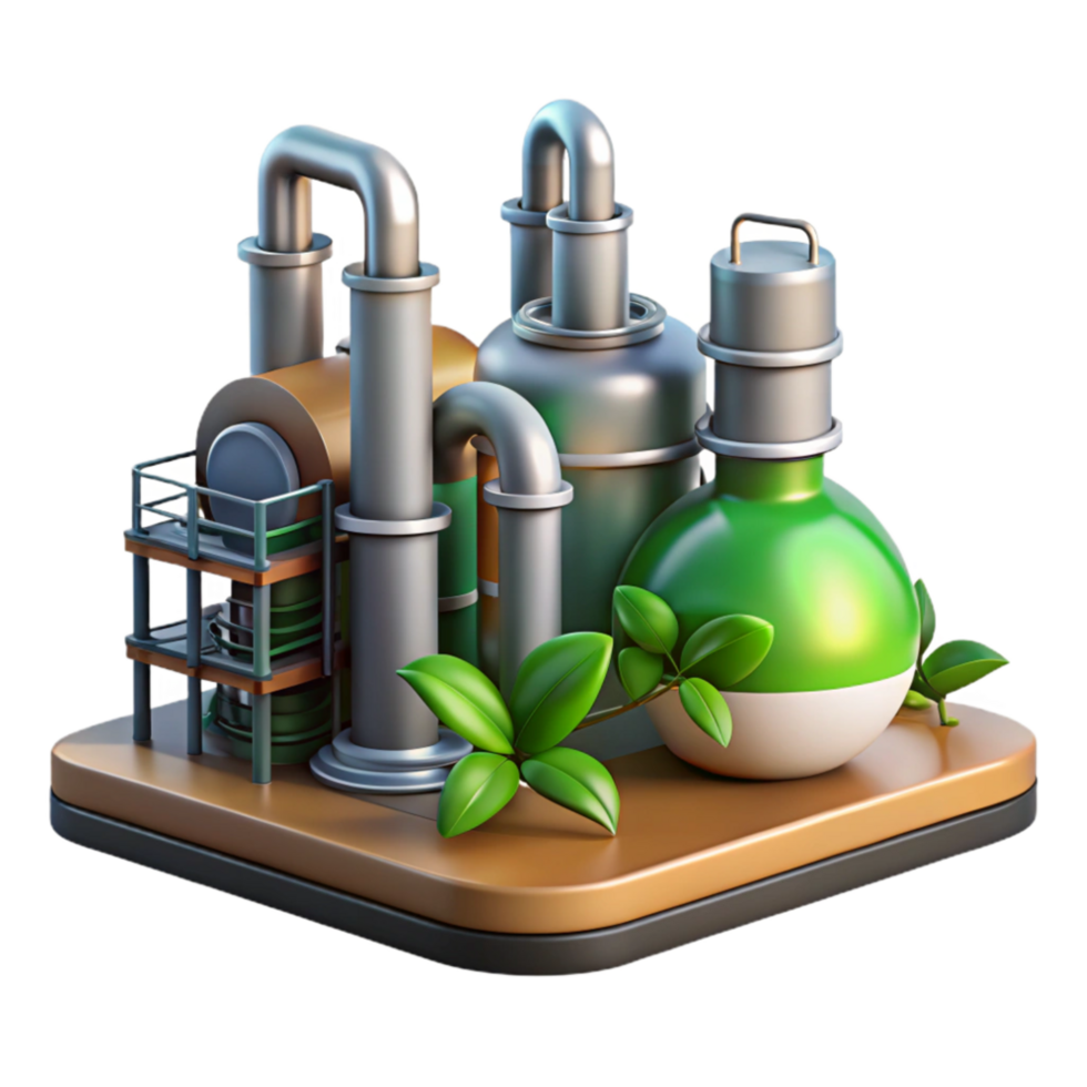 extraordinary vintage Biofuel Refinery Industrial Scene Transparent Background original png