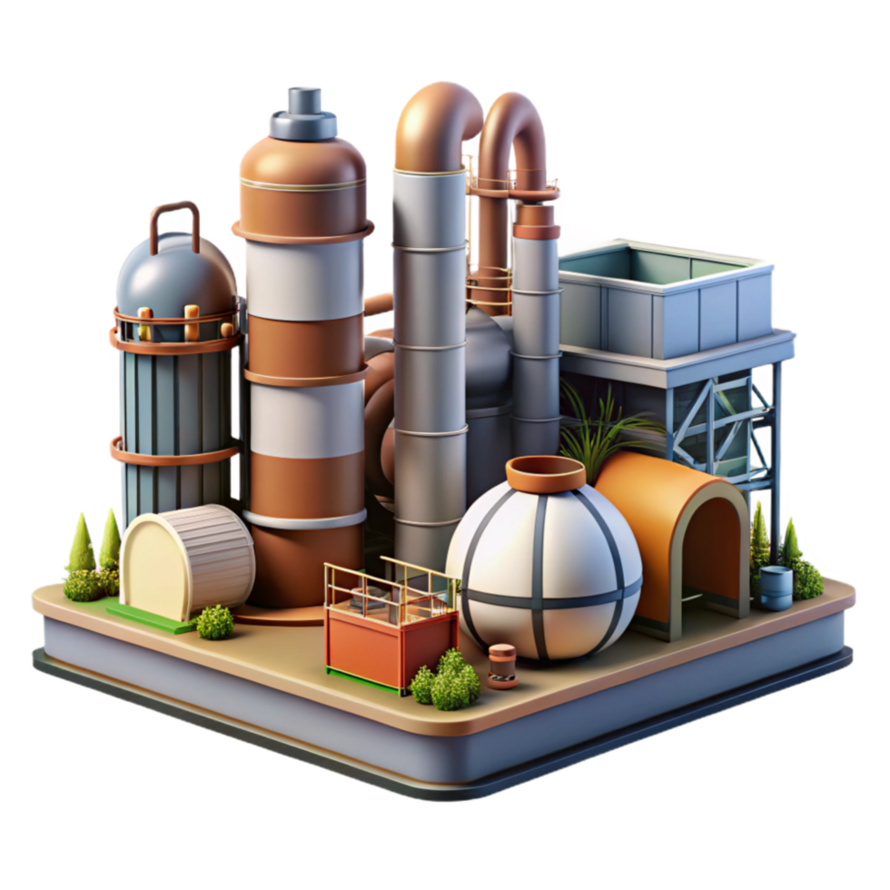 extraordinary modern Biofuel Refinery Pipes and Tanks Industrial Scene Cutout premium png