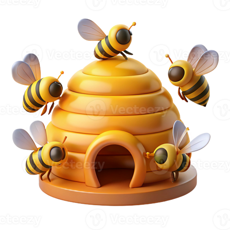 dramatic traditional A Group of Bees Buzzing Around a Hive W detailed png