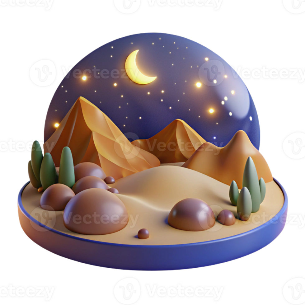 vibrant classic A Desert Landscape at Night Starry Sky M premium png