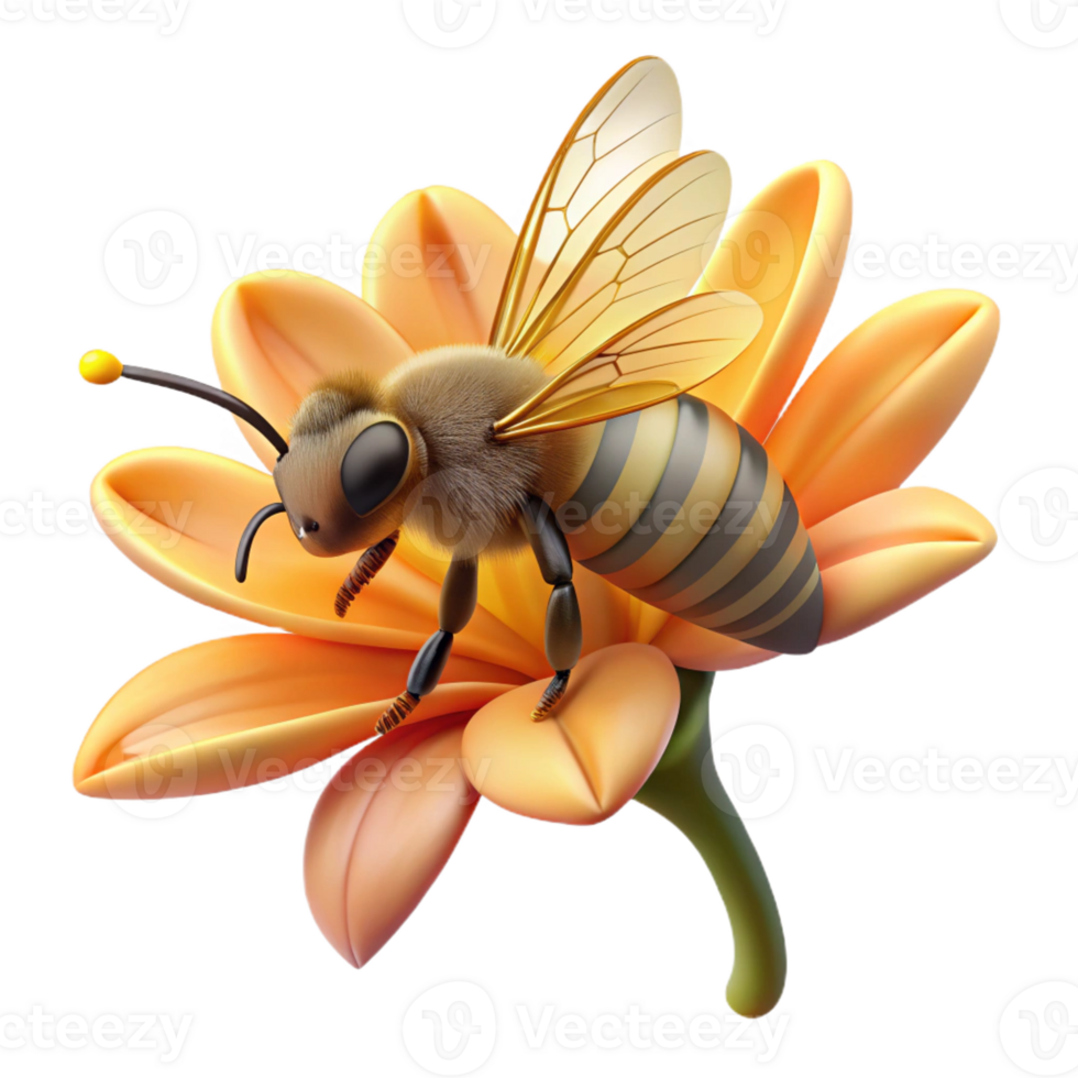 dramatic abstract Bee Collecting Pollen from Flower professional png