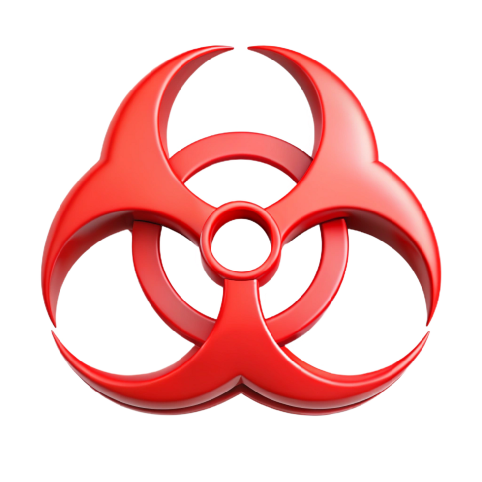 extraordinary artistic Biohazard Symbol Red with Three Circles Cutout original png