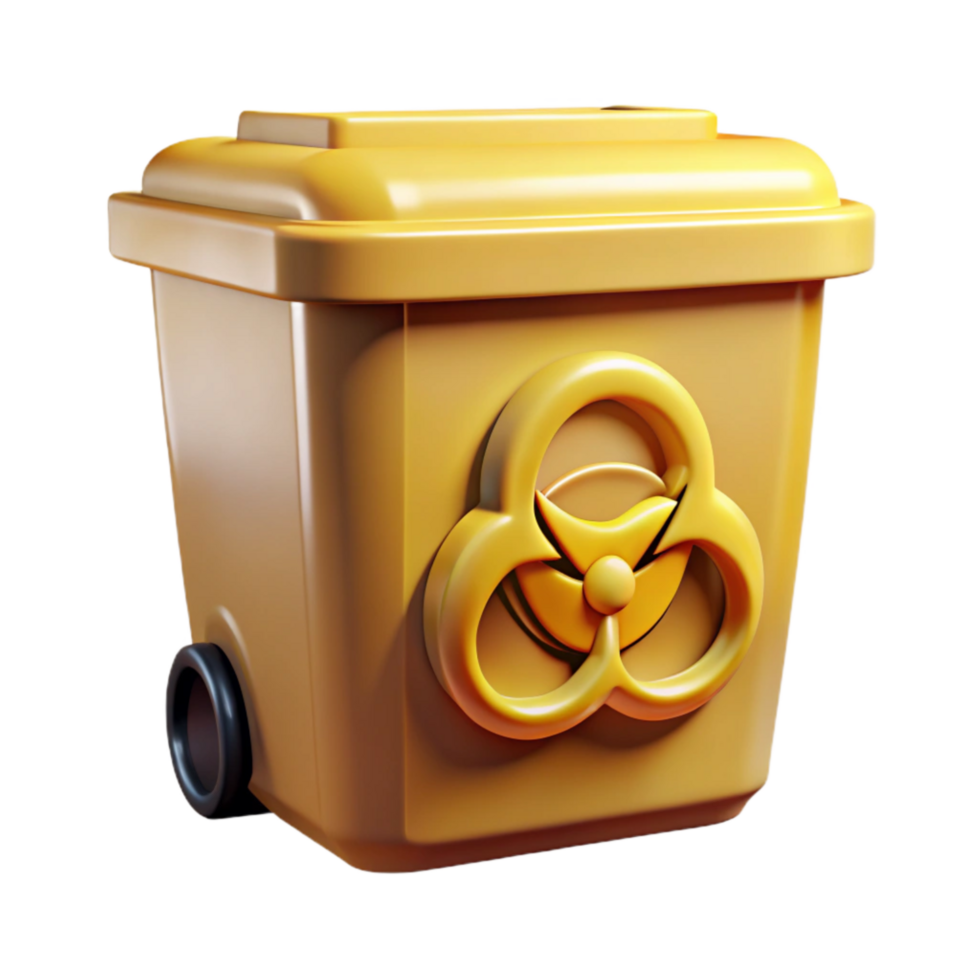 beautiful minimalist Biohazard Waste Container Yellow Transparent Background png