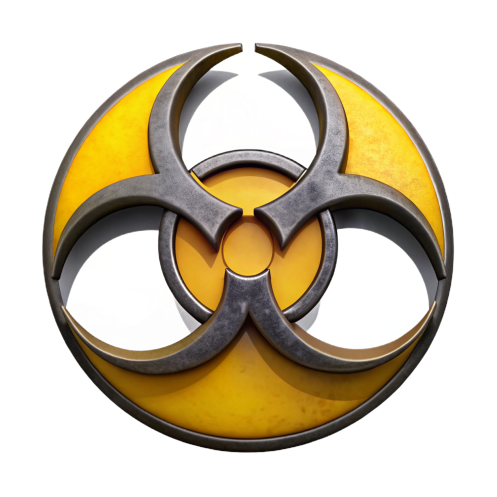 vibrant classic Biohazard Symbol Yellow Black Cutout professional png