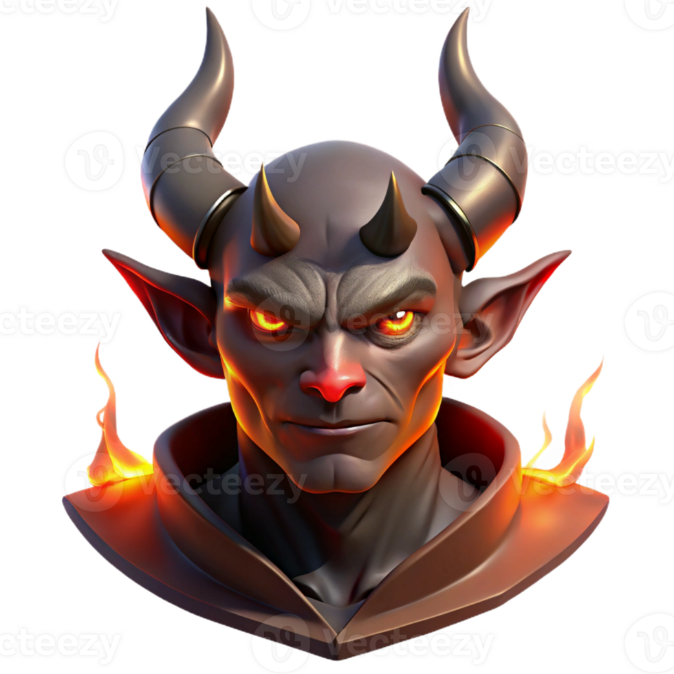 wonderful rustic Portrait of a Demon with Horns and Glowi authentic png