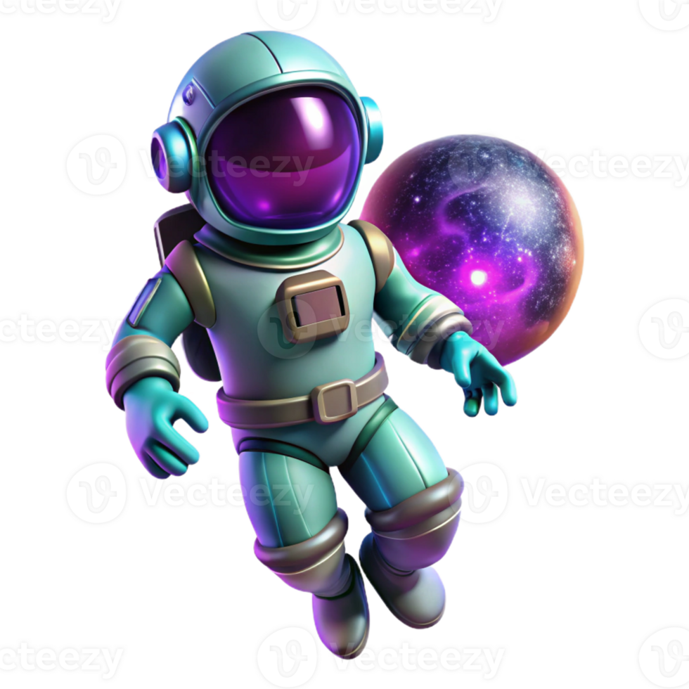 serene contemporary A Lone Astronaut Clad in a Bioluminescent genuine png