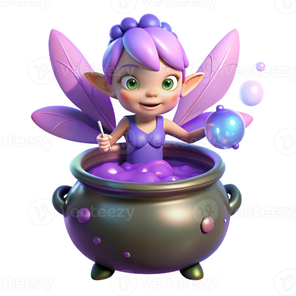 dramatic contemporary A Mischievous Pixie with Iridescent Wings professional png