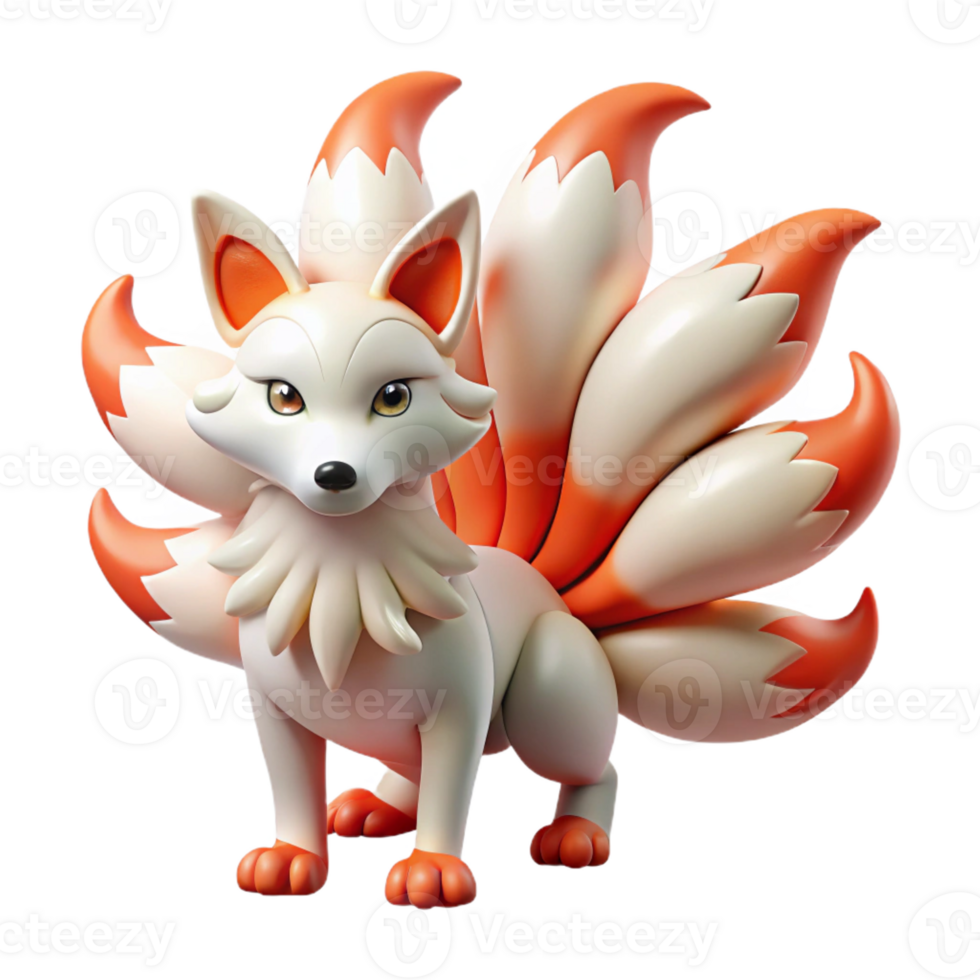beautiful artistic A Cunning Kitsune with Nine Tails Vibr exclusive png