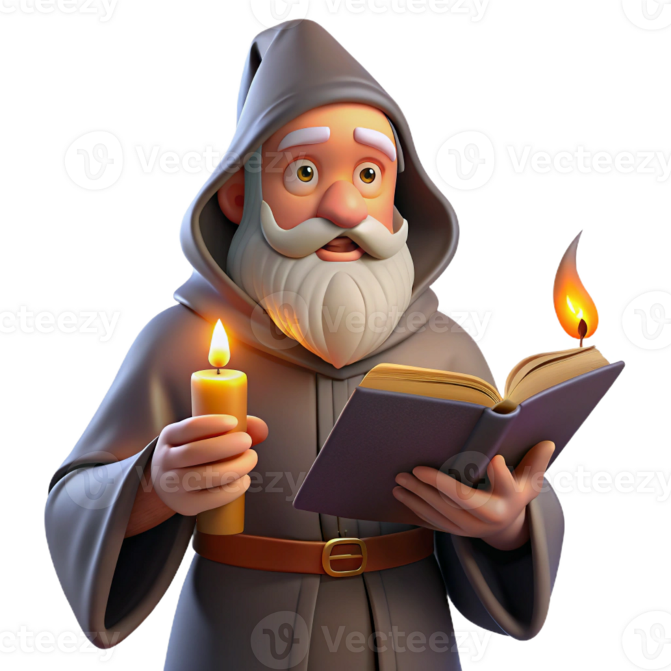 magnificent contemporary A Wise Old Wizard Studying a Magic Book W exclusive png