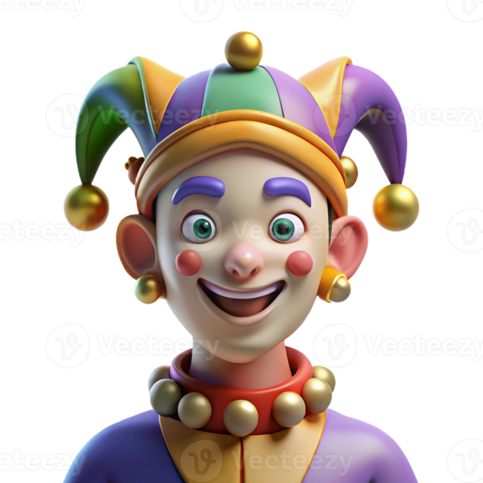 vibrant classic Portrait of a Mischievous Jester with C high quality png