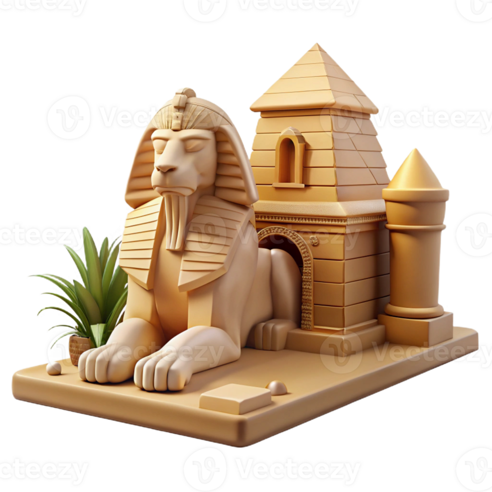 magnificent creative A Majestic Sphinx Guarding a Hidden Temp detailed png