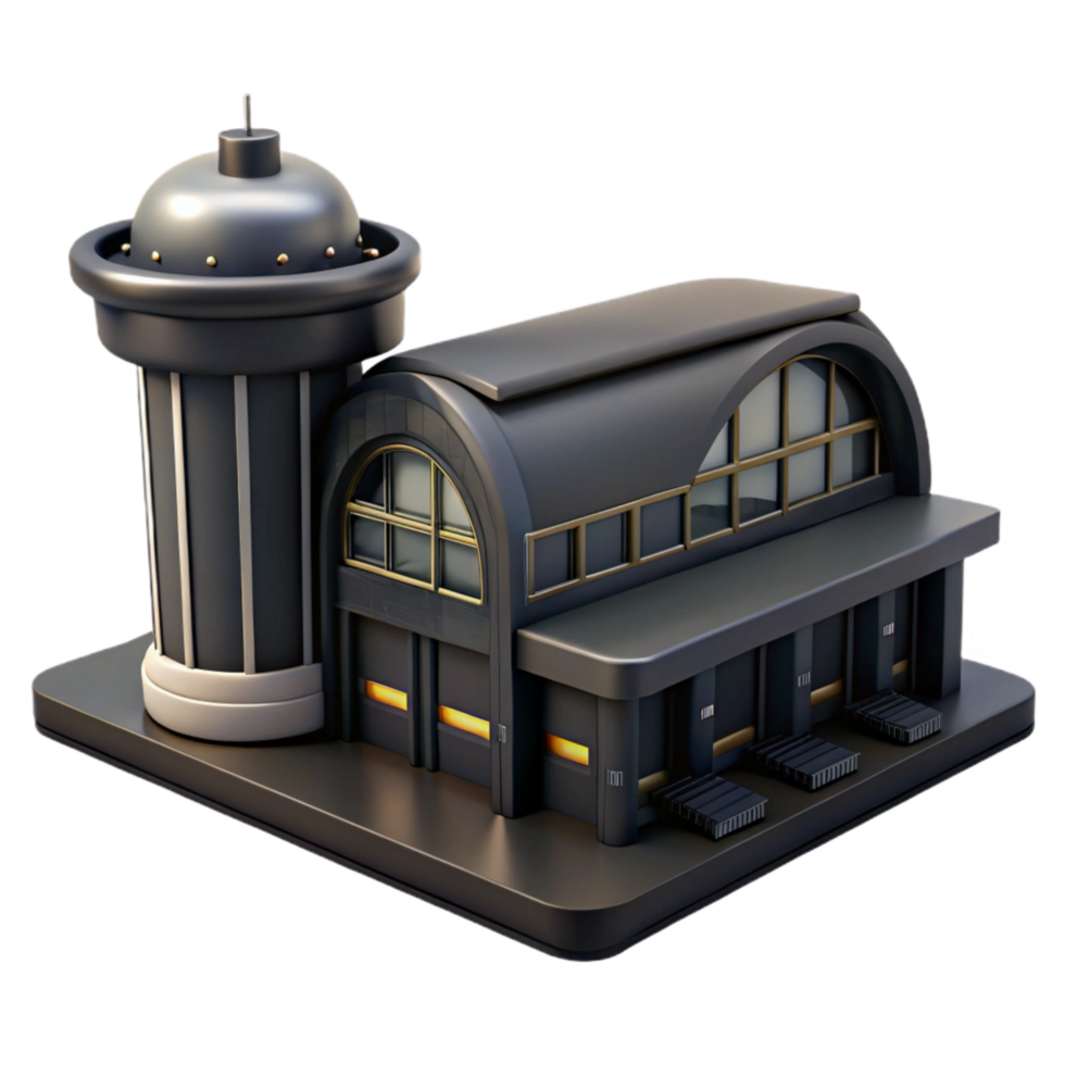 stunning classic Black Airport Terminal Front View high quality png