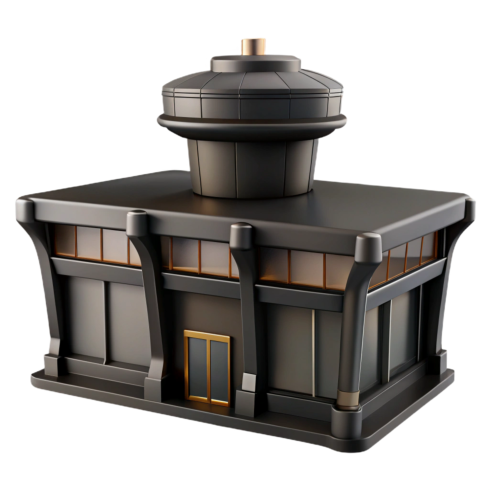 wonderful rustic Black Airport Terminal Front View detailed png