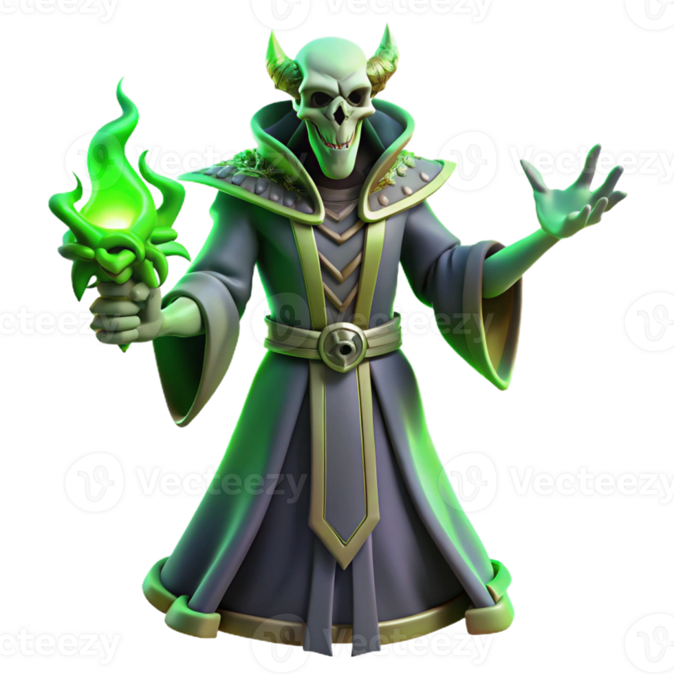 beautiful creative A Powerful Lich Casting a Spell of Necr detailed png
