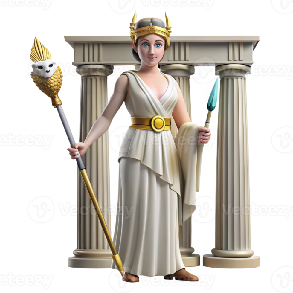 impressive rustic A Wise Athena Holding an Owl and a Spear premium png