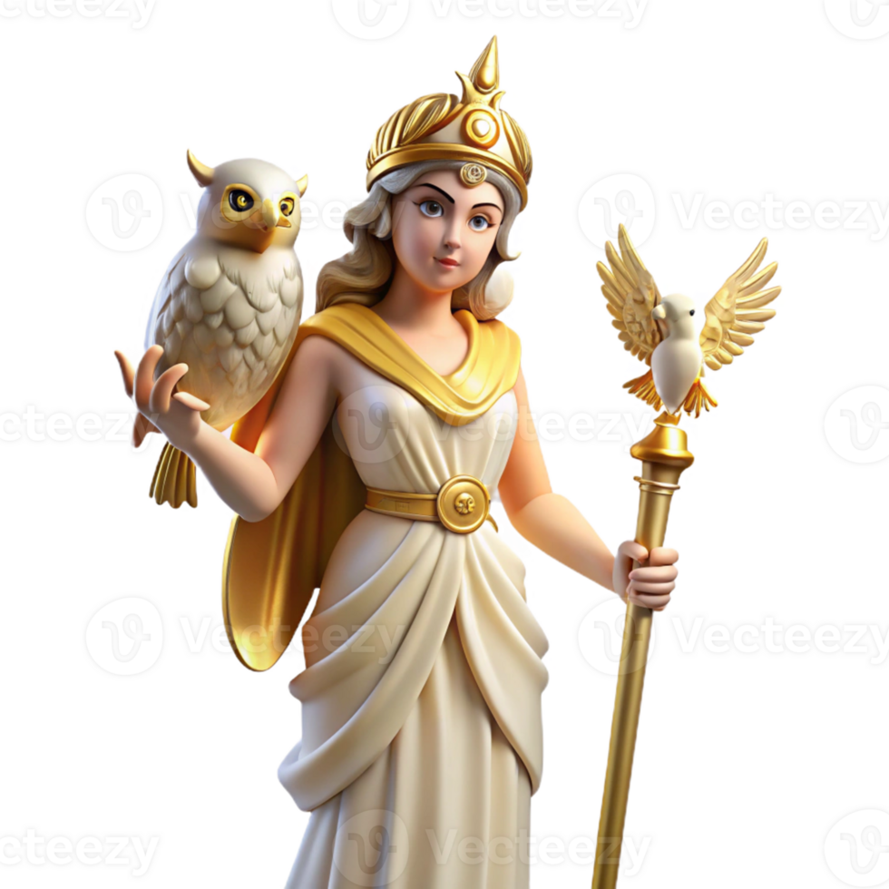 magnificent minimalist Athena Goddess of Wisdom Standing Tall premium png