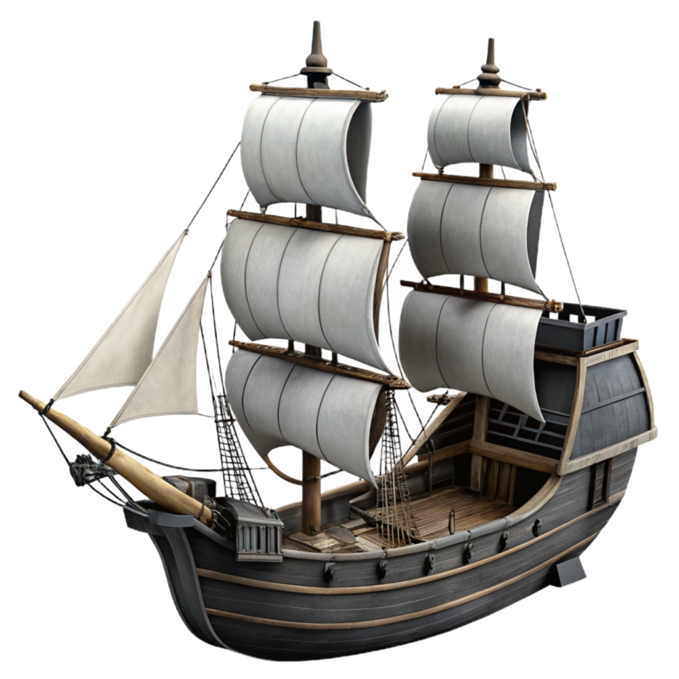 magnificent abstract Black and White Sailing Ship Transparent Background exclusive png