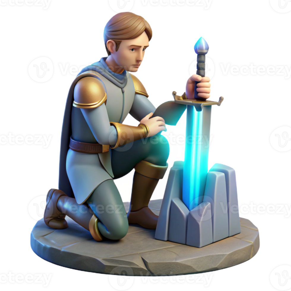 stunning classic A Noble Knight Kneeling Before a Mystical high quality png