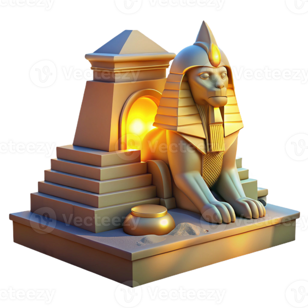 vibrant minimalist A Mysterious Sphinx Guarding an Ancient T high resolution png