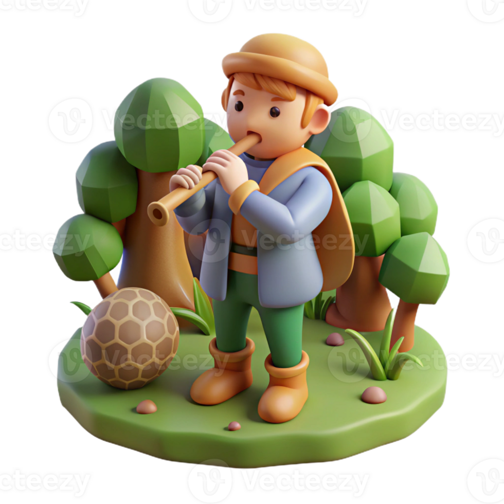 magnificent rustic Pan Playing His Pipes in a Forest Glade high resolution png