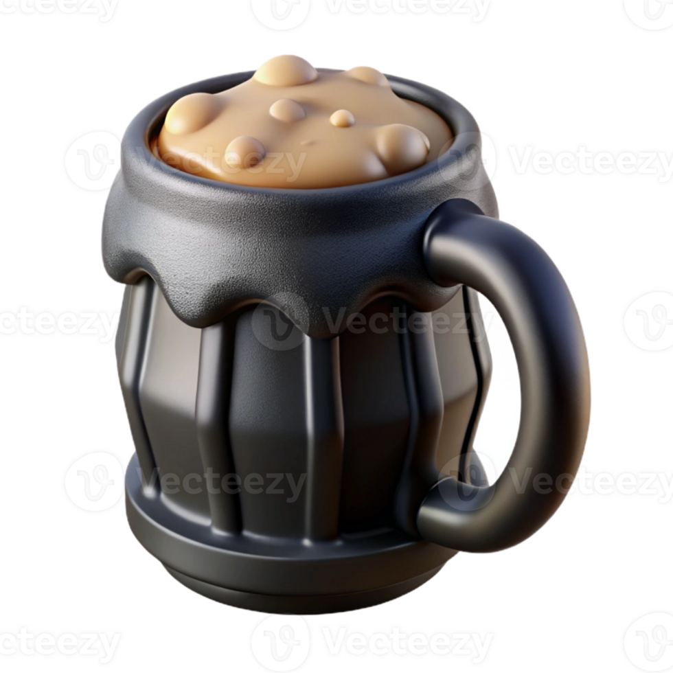 beautiful artistic Black Beer in Ceramic Mug Transparent Background authentic png