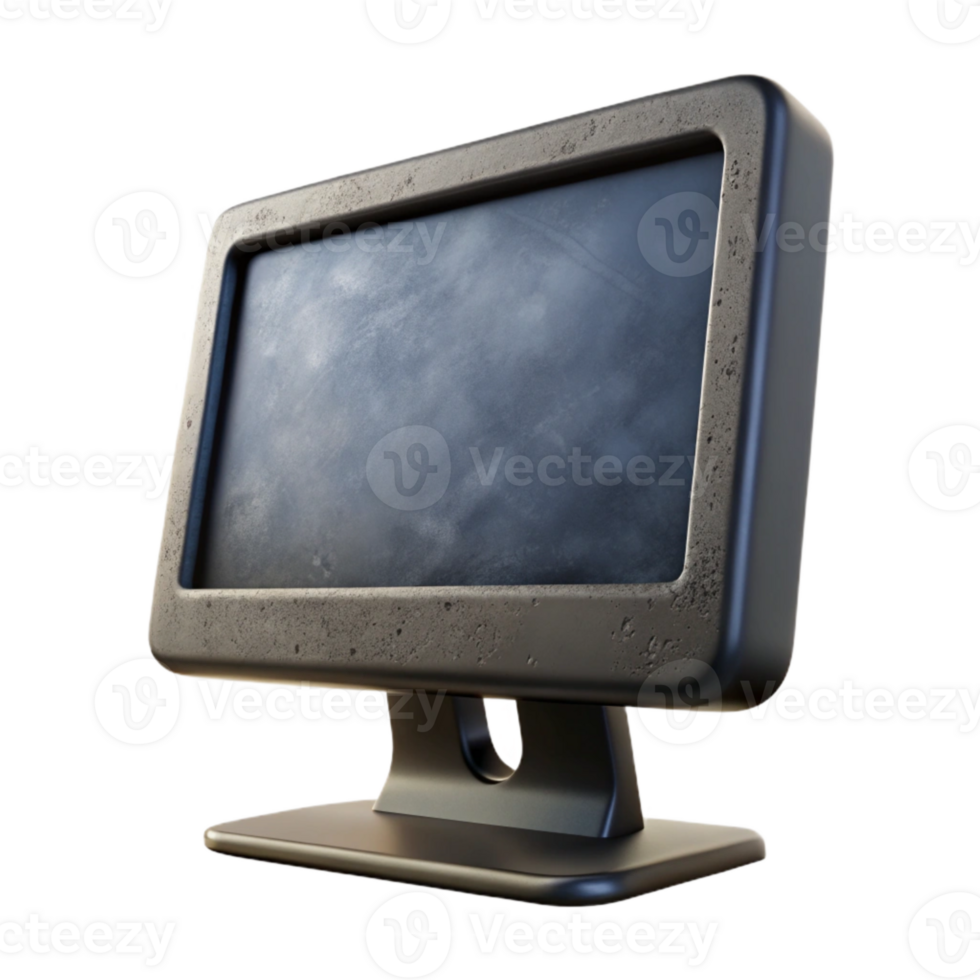 stunning minimalist Black Computer Monitor Front View on Transparent Background genuine png