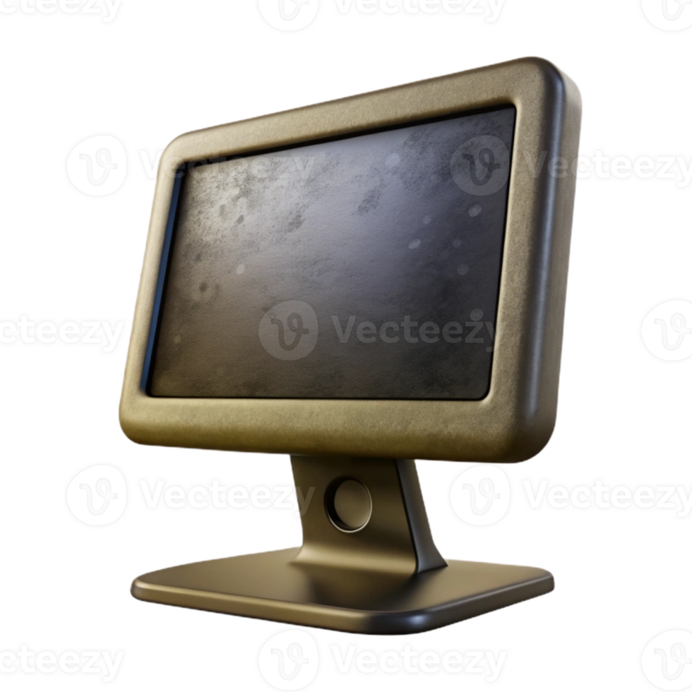 dramatic classic Black Computer Monitor Front View on Transparent Background genuine png