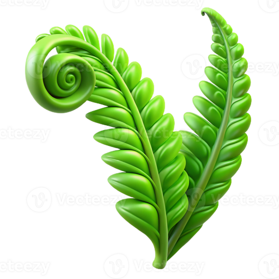 elegant contemporary A Lush Green Fern Unfurling Soft Diffuse premium png