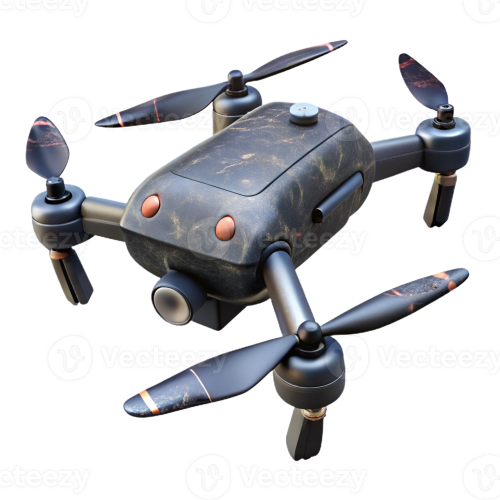 impressive creative Black Drone Descending Transparent Background genuine png