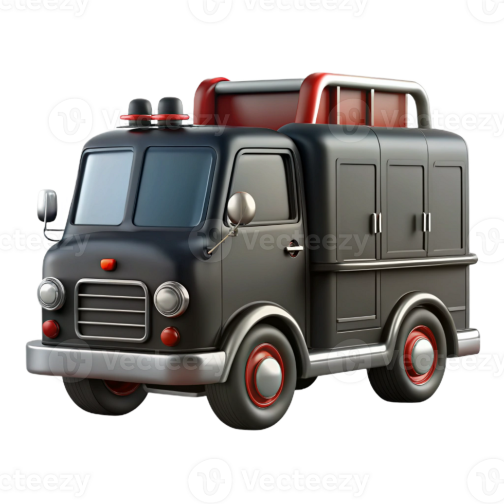 elegant abstract Black Firetruck Side View high quality png