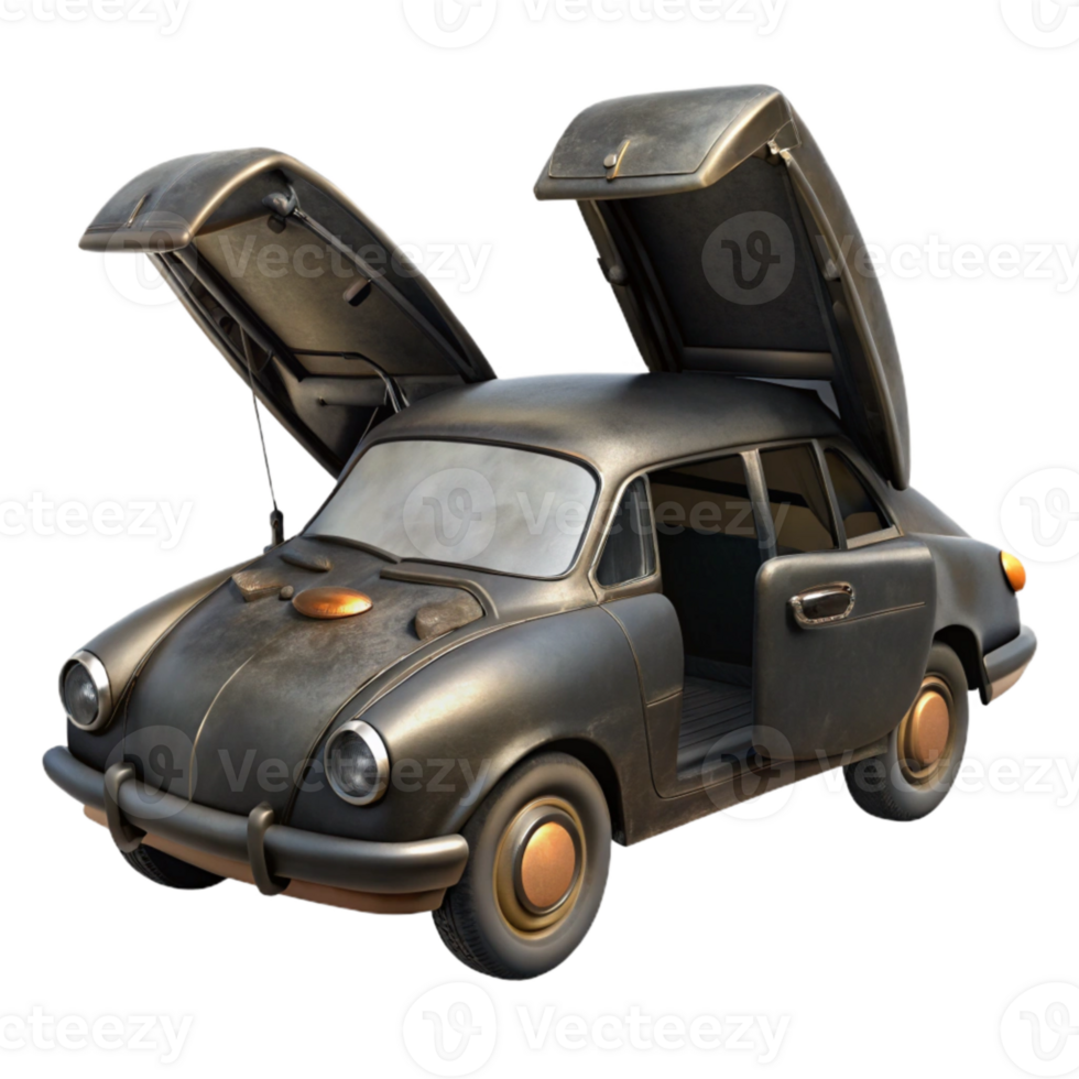 elegant artistic Black Flying Car with Open Doors png