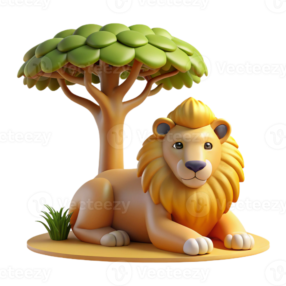 elegant artistic A Regal Lion Pride Resting Under the Sha high quality png