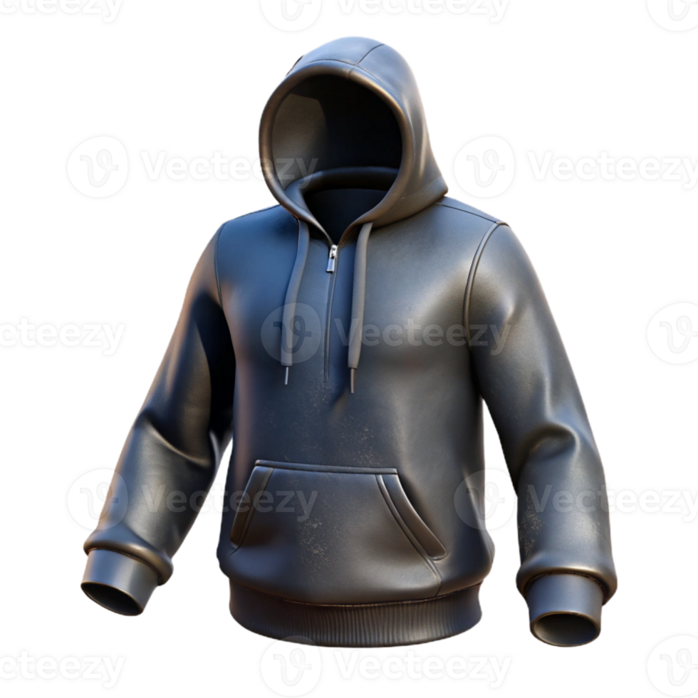 dramatic classic Black Hoodie Front View with Transparent Background authentic png