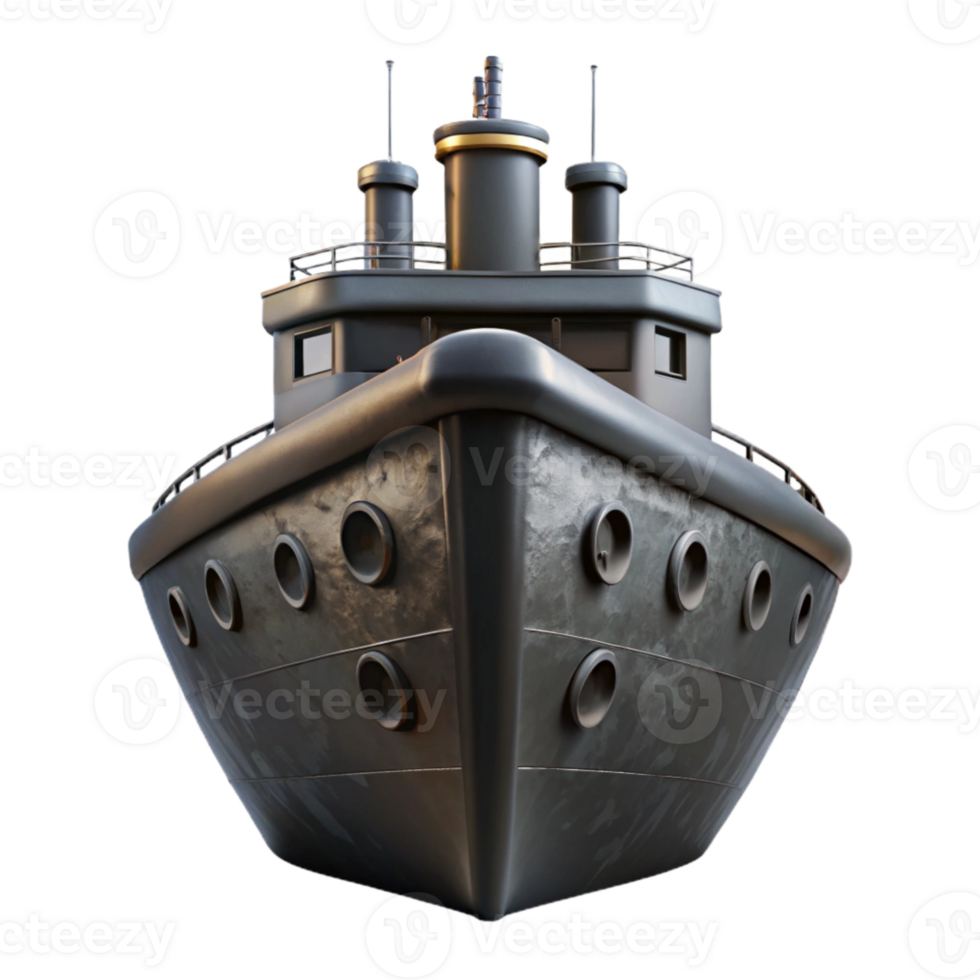 dramatic traditional Black Icebreaker Ship Front View Transparent Cutout Element exclusive png