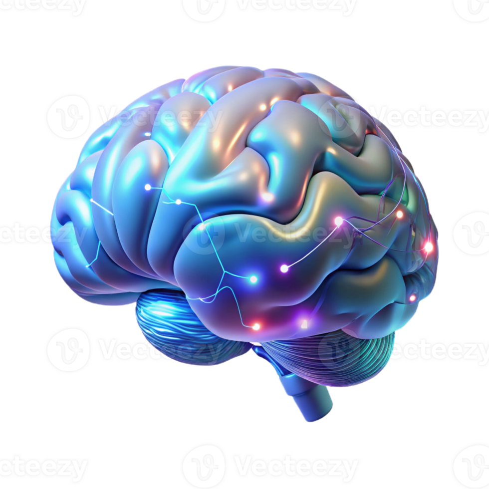 vibrant abstract A Holographic Projection of a Human Brain high resolution png