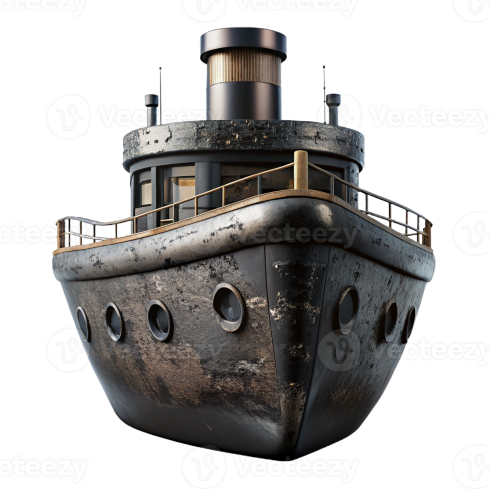 stunning creative Black Icebreaker Ship Front View Transparent Cutout Element png
