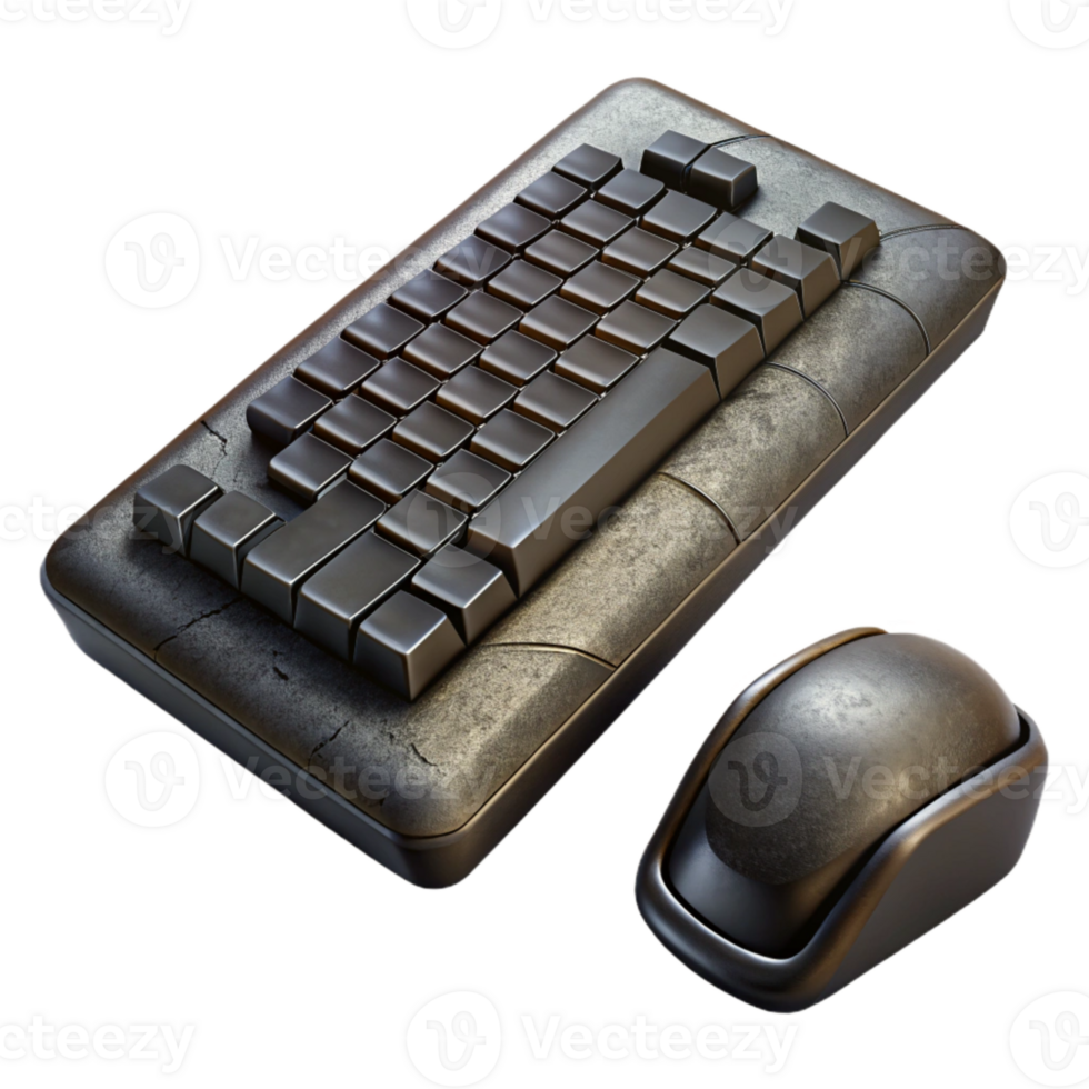 beautiful traditional Black Keyboard and Mouse Set on Transparent Background authentic png