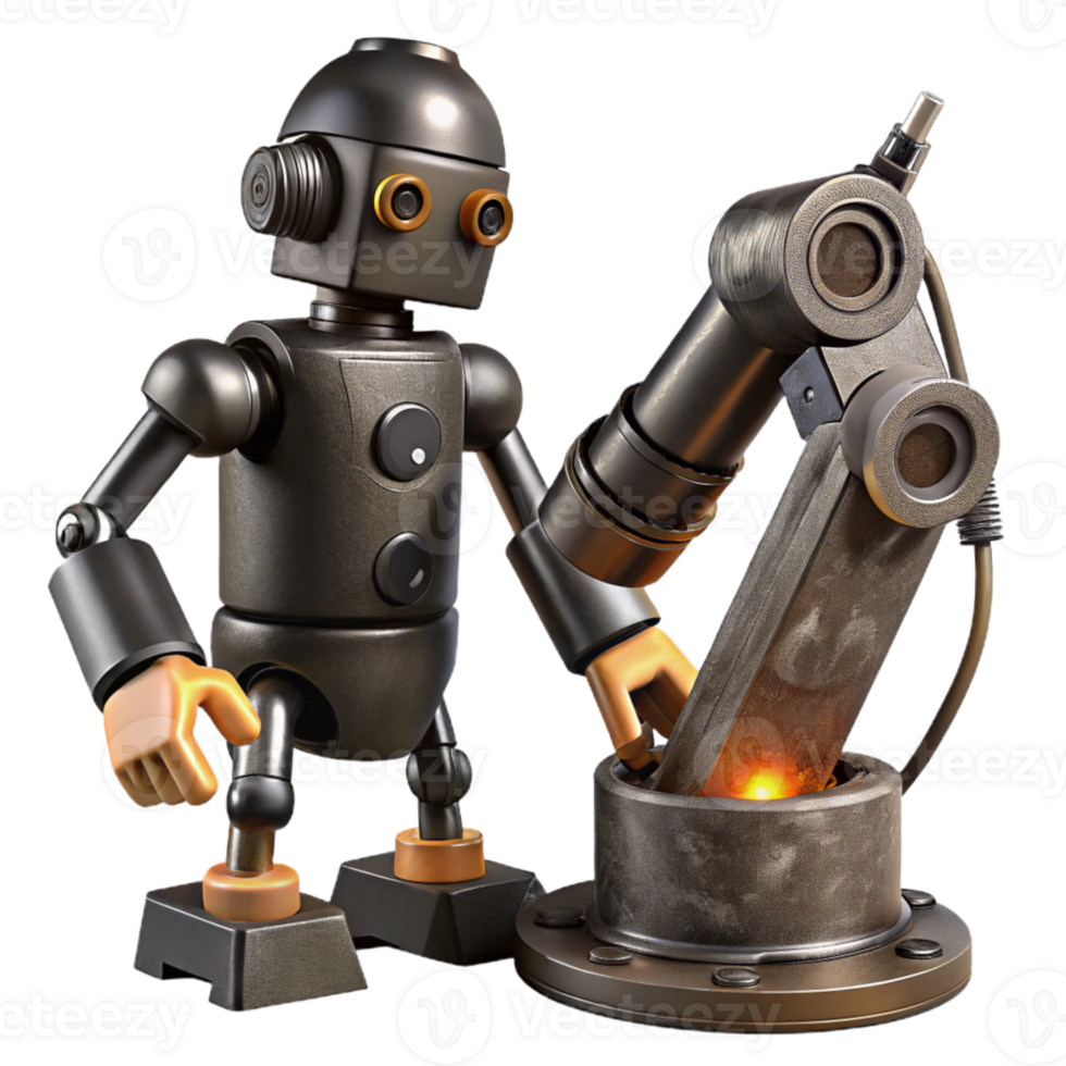 extraordinary contemporary Black Industrial Robot Welding Component Transparent Background authentic png