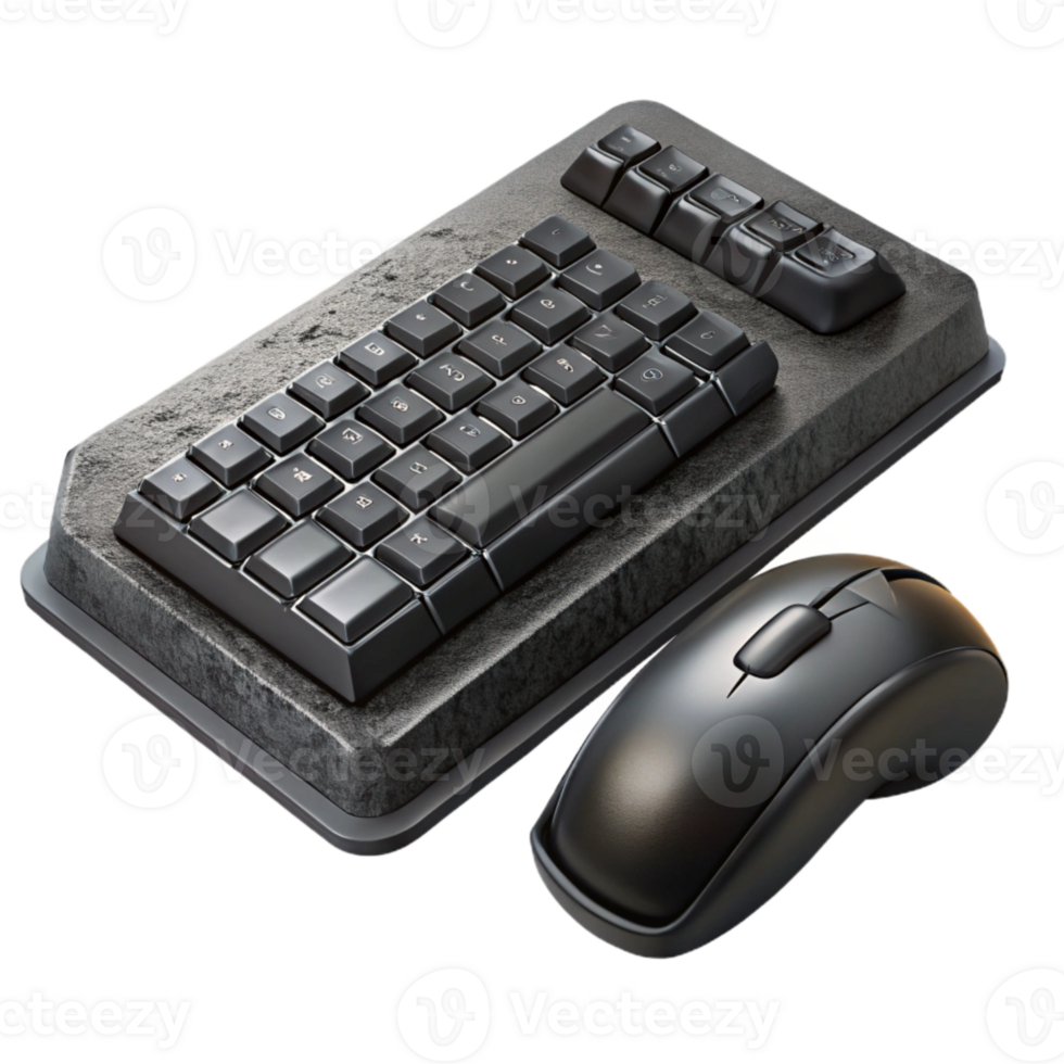 impressive artistic Black Keyboard and Mouse Set on Transparent Background professional png