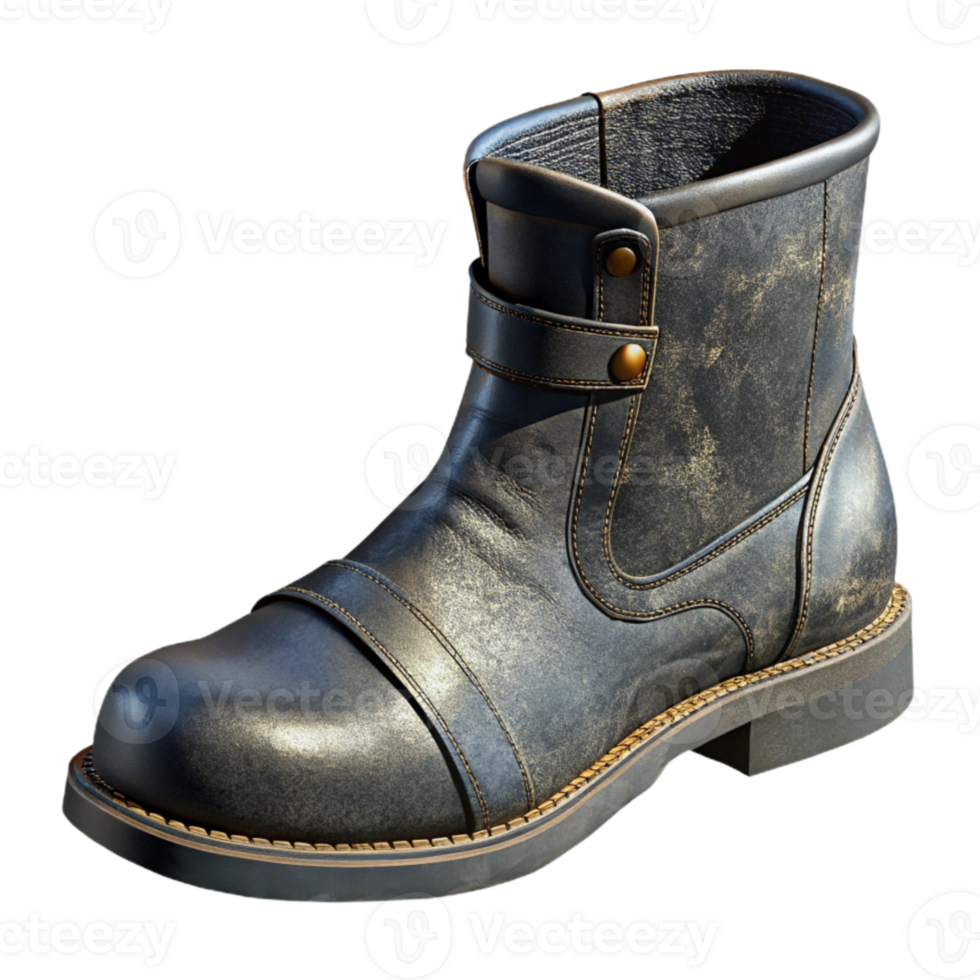 vibrant modern Black Leather Boot Side Angle png