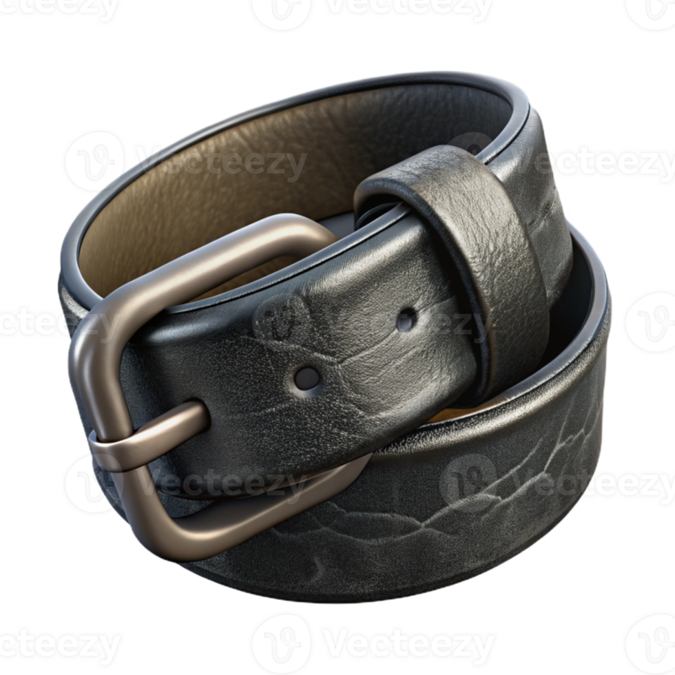 impressive rustic Black Leather Belt on White professional png