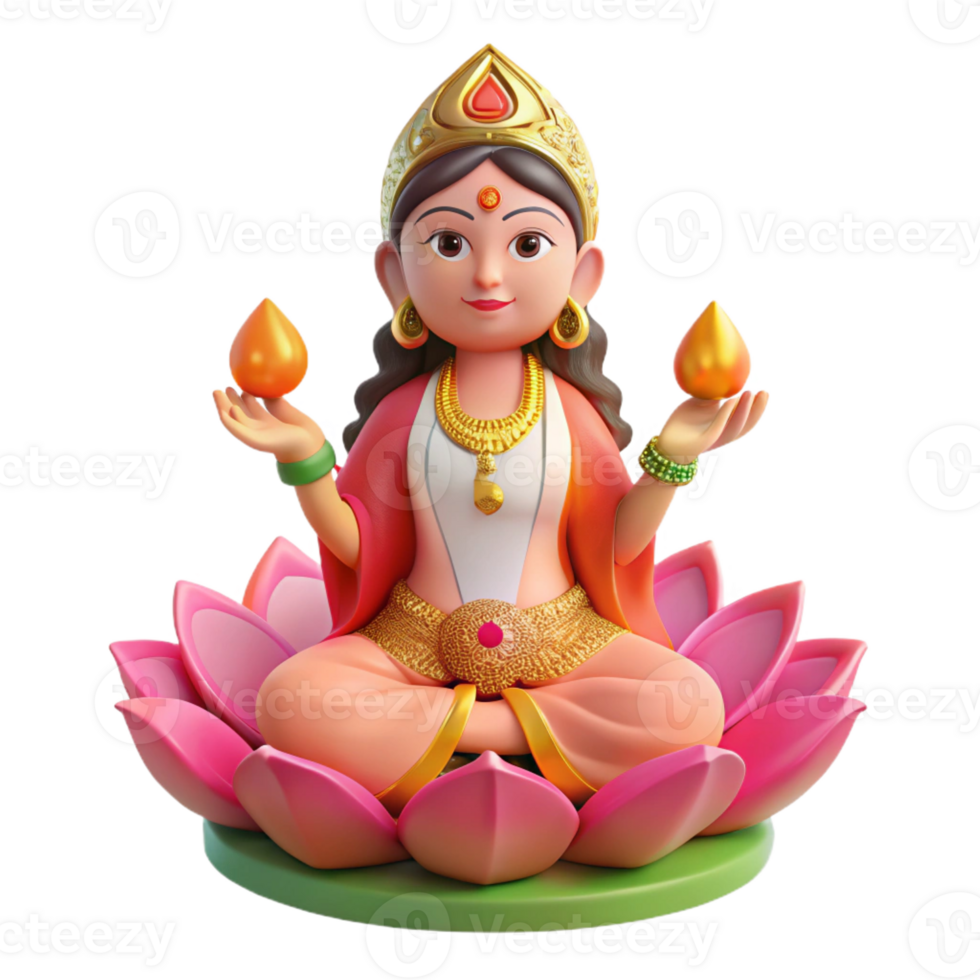 serene contemporary A Serene Portrayal of the Hindu Goddess authentic png