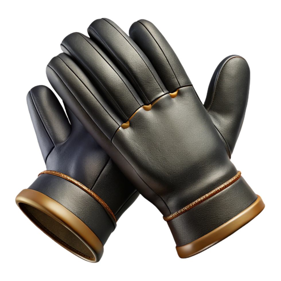 beautiful modern Black Leather Gloves Element authentic png