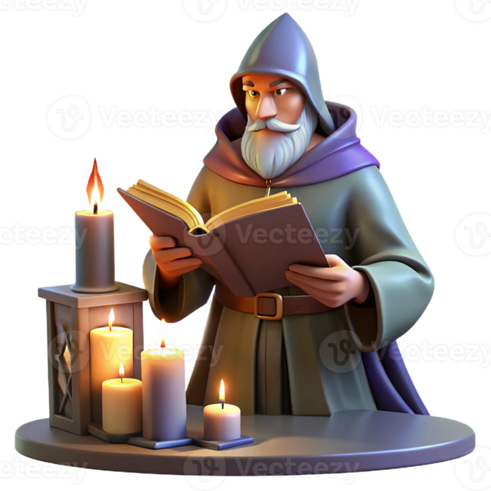 stunning abstract A Solitary Wizard Studying an Ancient Tome professional png