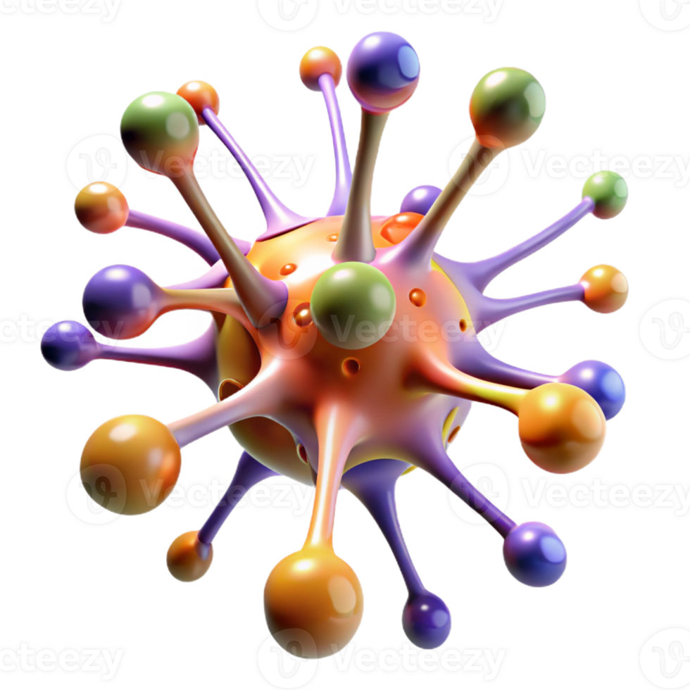 vibrant creative A Microscopic View of Neurons Rendered I high resolution png