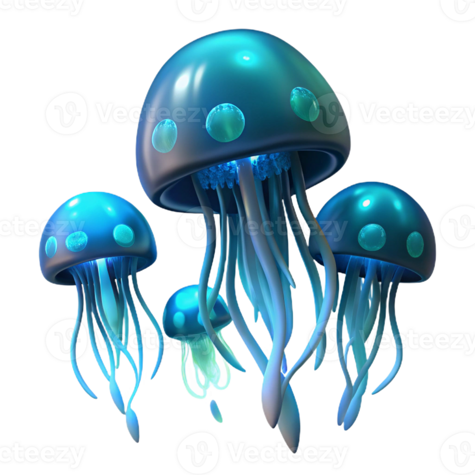 impressive artistic A School of Bioluminescent Jellyfish Dri detailed png