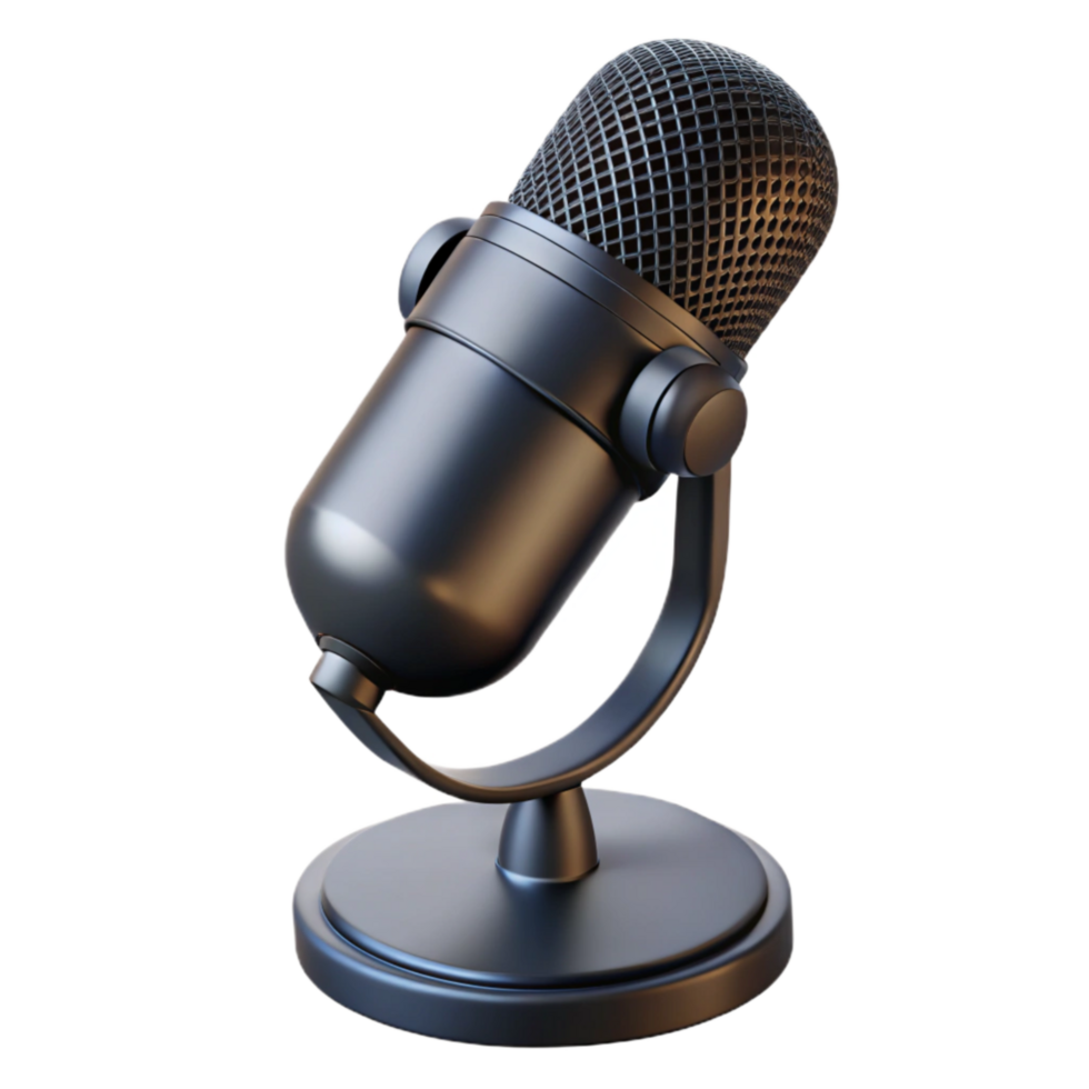 serene artistic Black Microphone with Stand Transparent Background high resolution png
