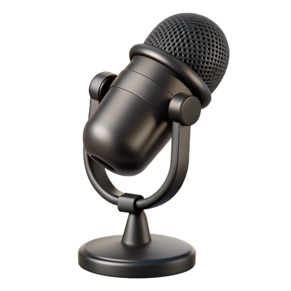 extraordinary minimalist Black Microphone with Stand Transparent Background premium png